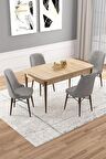 Rovena Vals Meşe 80x132 Açılabilir Mdf Mutfak Masası Takımı 4 Adet Sandalye