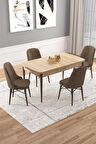 Rovena Vals Meşe 80x132 Açılabilir Mdf Mutfak Masası Takımı 4 Adet Sandalye