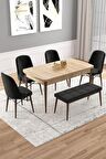 Rovena Vals Meşe 80x132 Açılabilir Mdf Mutfak Masası Takımı 4 Adet Sandalye+1 Bench