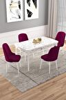 Rovena Vals Beyaz Mermer 80x132 Açılabilir Mdf Mutfak Masası Takımı 4 Adet Sandalye