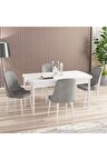 Rovena Armin Beyaz 80x132 Açılabilir Mdf Mutfak Masası Takımı 4 Adet Sandalye