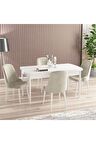 Rovena Armin Beyaz 80x132 Açılabilir Mdf Mutfak Masası Takımı 4 Adet Sandalye