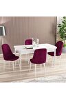 Rovena Armin Beyaz 80x132 Açılabilir Mdf Mutfak Masası Takımı 4 Adet Sandalye