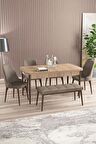 Rovena Armin Meşe 80x132 Açılabilir Mdf Mutfak Masası Takımı 4 Adet Sandalye+1 Bench