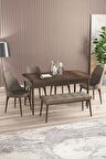 Rovena Armin Barok 80x132 Açılabilir Mdf Mutfak Masası Takımı 4 Adet Sandalye+1 Bench