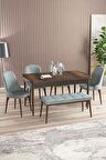 Rovena Armin Barok 80x132 Açılabilir Mdf Mutfak Masası Takımı 4 Adet Sandalye+1 Bench