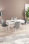Rovena Armin Beyaz Mermer 80x132 Açılabilir Mdf Mutfak Masası Takımı 4 Adet Sandalye