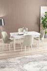 Rovena Armin Beyaz Mermer 80x132 Açılabilir Mdf Mutfak Masası Takımı 4 Adet Sandalye