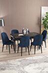 Rovena Armin Siyah Mermer 80x132 Açılabilir Mdf Mutfak Masası Takımı 6 Adet Sandalye