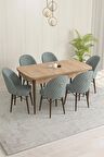 Rovena Marsilya Meşe 80x132 Açılabilir Mdf Mutfak Masası Takımı 6 Adet Sandalye