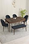 Rovena Marsilya Barok 80x132 Açılabilir Mdf Mutfak Masası Takımı 4 Adet Sandalye+1 Bench