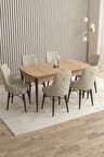 Rovena Flora Meşe 80x132 Açılabilir Mdf Yemek Odası Takımı 6 Adet Sandalye