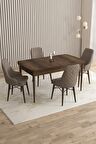 Rovena Flora Barok 80x132 Açılabilir Mdf Yemek Odası Takımı 4 Adet Sandalye