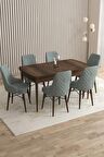Rovena Flora Barok 80x132 Açılabilir Mdf Yemek Odası Takımı 6 Adet Sandalye