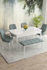 Rovena Eylül Beyaz 80x132 Açılabilir Mdf Yemek Odası Takımı 4 Adet Sandalye+1 Bench