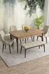Rovena Eylül Meşe 80x132 Açılabilir Mdf Yemek Odası Takımı 4 Adet Sandalye+1 Bench