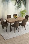 Rovena Eylül Meşe 80x132 Açılabilir Mdf Yemek Odası Takımı 6 Adet Sandalye