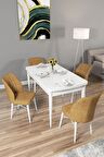 Rovena Arel Beyaz 80x132 Açılabilir Mdf Yemek Odası Takımı 4 Adet Sandalye