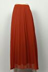 Büyük Beden Pliseli Şifon Etek Kiremit 4325