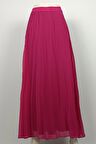 Büyük Beden Pliseli Şifon Etek Fuşya 4325