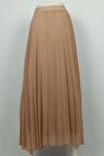 Büyük Beden Pliseli Şifon Etek Vizon 4325