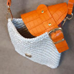 Uretti - Özlem 9422 4533 El Örgüsü Deri Kapaklı Makrome İp Kadın Omuz Çantası - Bej