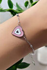 İç İçe Pembe Kalp Charm Çelik Bileklik