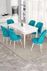 Rovena Leona Beyaz 80x132 Açılabilir Mdf Mutfak Masası Takımı 6 Adet Sandalye