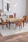 Rovena Leona Meşe 80x132 Açılabilir Mdf Mutfak Masası Takımı 4 Adet Sandalye
