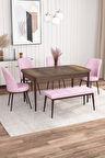 Rovena Leona Barok 80x132 Açılabilir Mdf Mutfak Masası Takımı 4 Adet Sandalye + 1 Bench