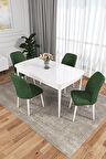 Rovena Zeta Beyaz 80x132 Açılabilir Mdf Mutfak Masası Takımı 4 Adet Sandalye