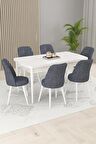 Rovena Kaf Beyaz 80x132 Açılabilir Suntalam Mutfak Masası Takımı 6 Adet Sandalye