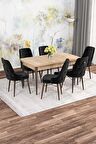 Rovena Alaska Meşe 80x132 Açılabilir Suntalam Mutfak Masası Takımı 6 Adet Sandalye