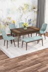 Rovena Alaska Barok 80x132 Açılabilir Suntalam Mutfak Masası Takımı 4 Adet Sandalye+1 Bench