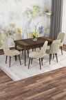 Rovena Alaska Barok 80x132 Açılabilir Suntalam Mutfak Masası Takımı 6 Adet Sandalye