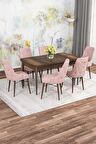 Rovena Alaska Barok 80x132 Açılabilir Suntalam Mutfak Masası Takımı 6 Adet Sandalye