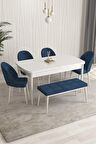 Rovena Modica Beyaz 80x132 Açılabilir Suntalam Mutfak Masası Takımı 4 Adet Sandalye+1 Bench