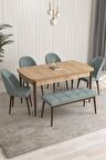 Rovena Modica Meşe 80x132 Açılabilir Suntalam Mutfak Masası Takımı 4 Adet Sandalye+1 Bench