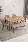 Rovena Modica Meşe 80x132 Açılabilir Suntalam Mutfak Masası Takımı 4 Adet Sandalye+1 Bench