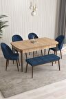 Rovena Modica Meşe 80x132 Açılabilir Suntalam Mutfak Masası Takımı 4 Adet Sandalye+1 Bench