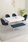 Rovena Olbia Beyaz 80x132 Açılabilir Suntalam Mutfak Masası Takımı 4 Adet Sandalye+1 Bench
