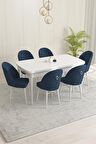 Rovena Olbia Beyaz 80x132 Açılabilir Suntalam Mutfak Masası Takımı 6 Adet Sandalye