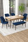 Rovena Novana Meşe 80x132 Açılabilir Suntalam Mutfak Masası Takımı 4 Adet Sandalye + 1 Bench