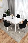 Rovena Zayn Beyaz 80x132 Açılabilir Suntalam Mutfak Masası Takımı 4 Adet Sandalye