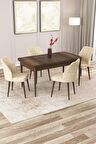 Rovena Zayn Barok 80x132 Açılabilir Suntalam Mutfak Masası Takımı 4 Adet Sandalye