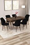 Rovena Zayn Barok 80x132 Açılabilir Suntalam Mutfak Masası Takımı 6 Adet Sandalye