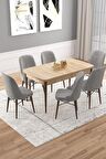 Rovena Vals Meşe 80x132 Açılabilir Mdf Mutfak Masası Takımı 6 Adet Sandalye