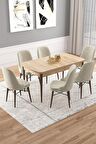 Rovena Vals Meşe 80x132 Açılabilir Mdf Mutfak Masası Takımı 6 Adet Sandalye