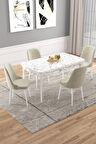 Rovena Vals Beyaz Mermer 80x132 Açılabilir Mdf Mutfak Masası Takımı 4 Adet Sandalye