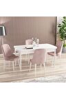 Rovena Armin Beyaz 80x132 Açılabilir Mdf Mutfak Masası Takımı 4 Adet Sandalye